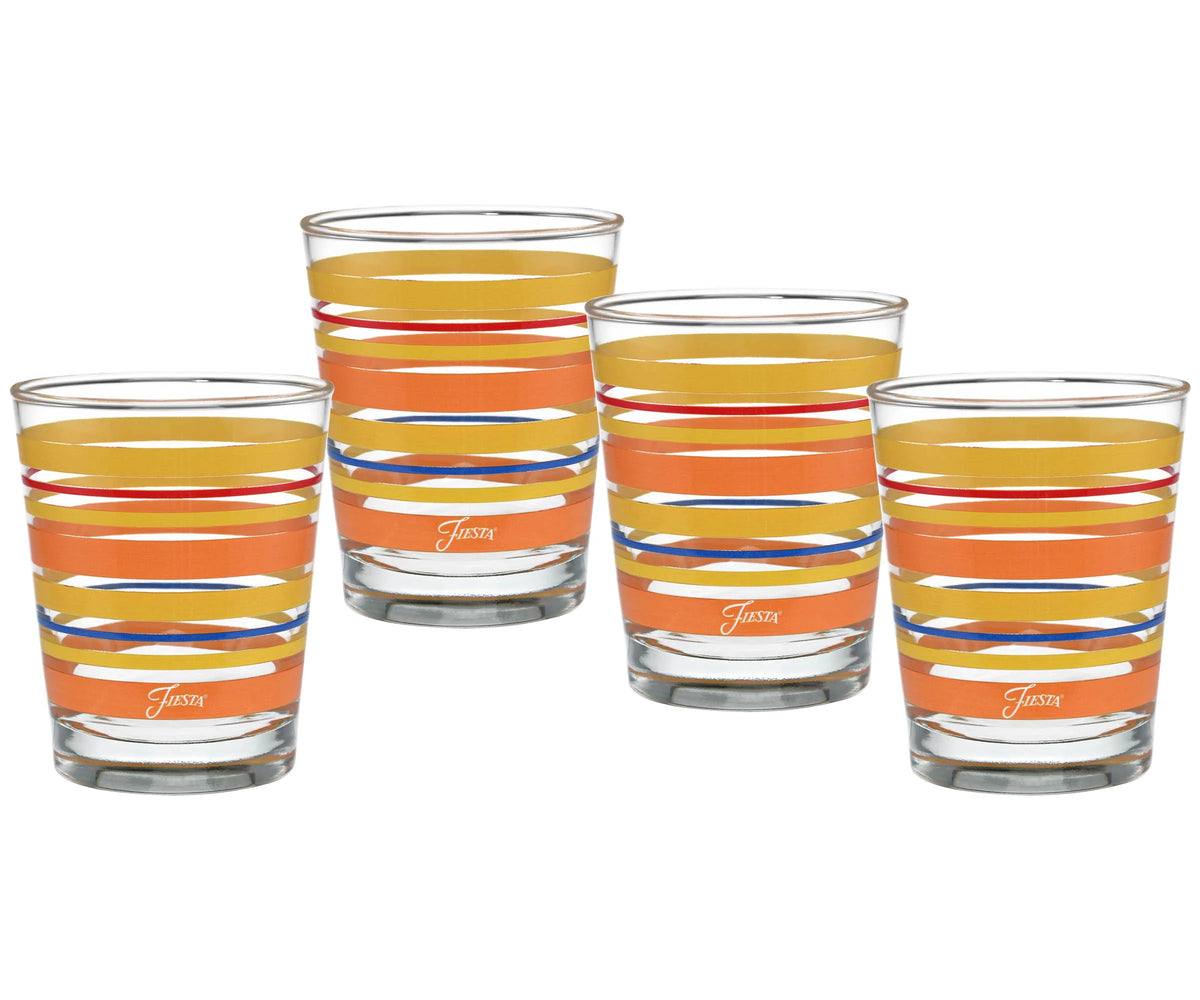 Retired 15 oz. Fiesta® Sienna Sunset Stripes Tapered Double Old Fashion – Set of 4