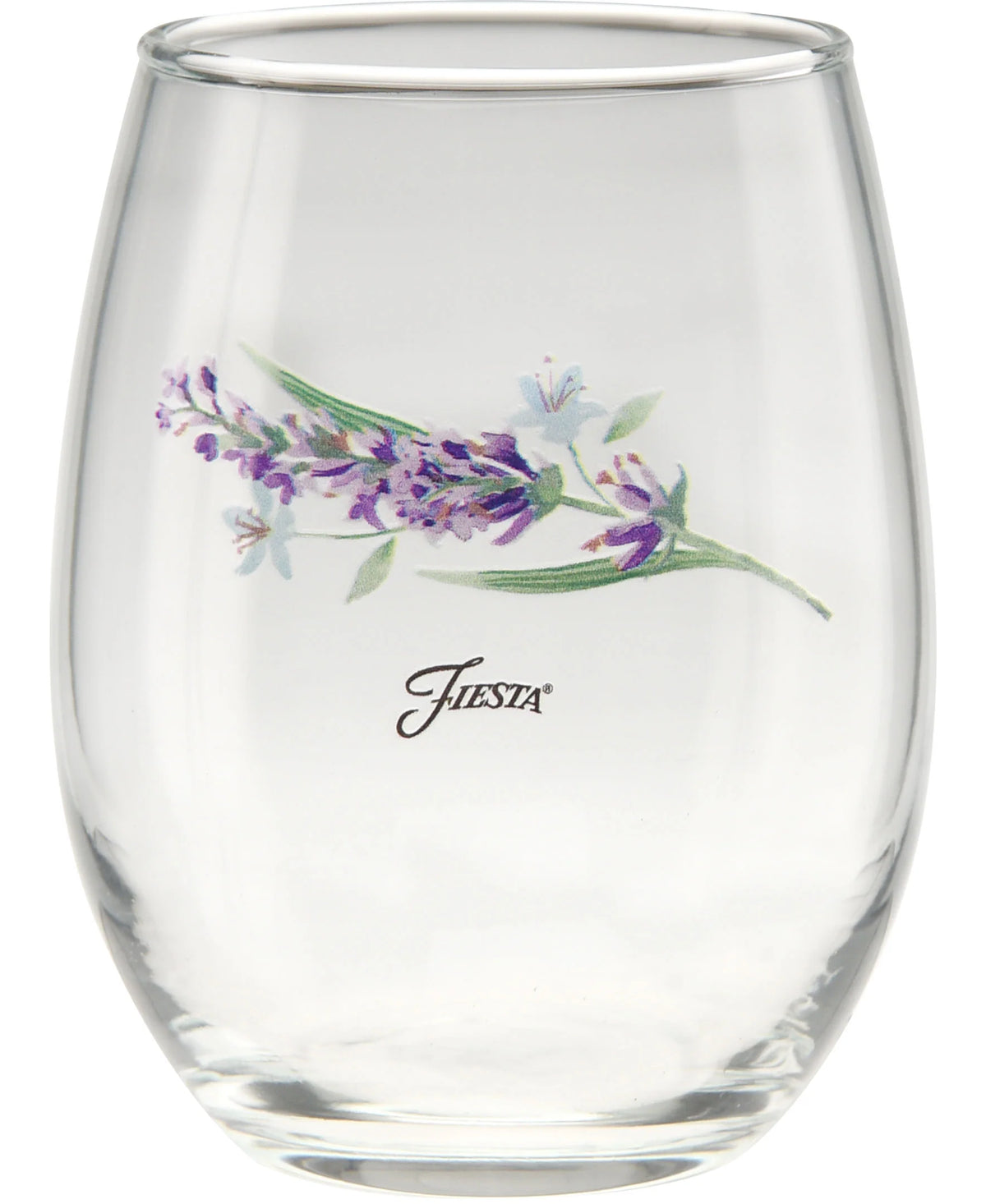Fiesta Lavender Bloom 15 oz. Frame Stemless Glass – Set of 4