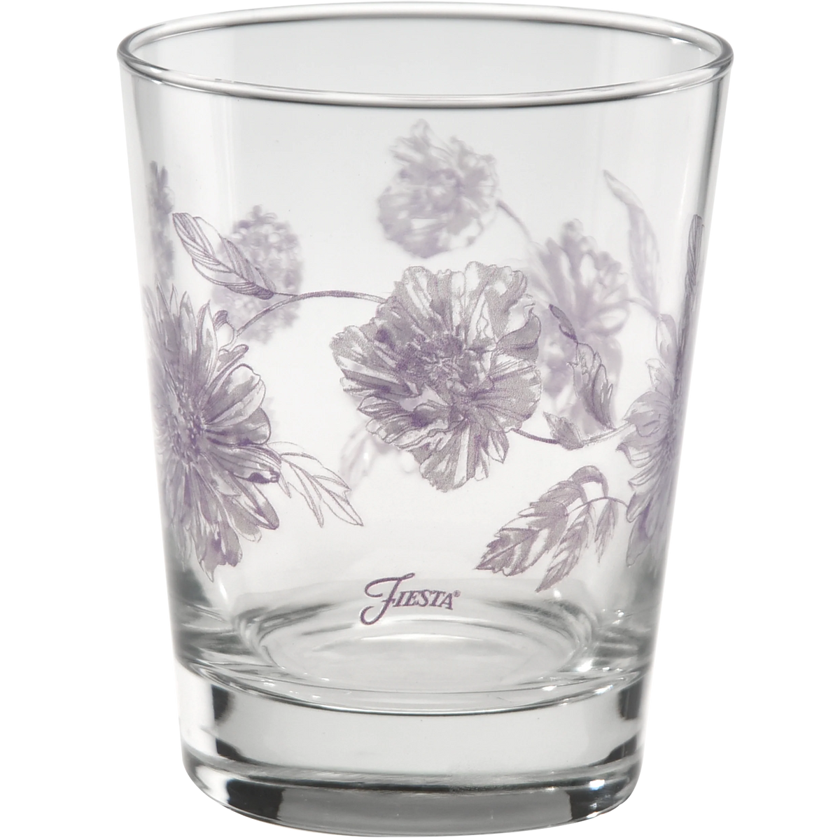 Fiesta Lavender Botanical Floral 15 oz. Tapered Double Old Fashion - Set of 4