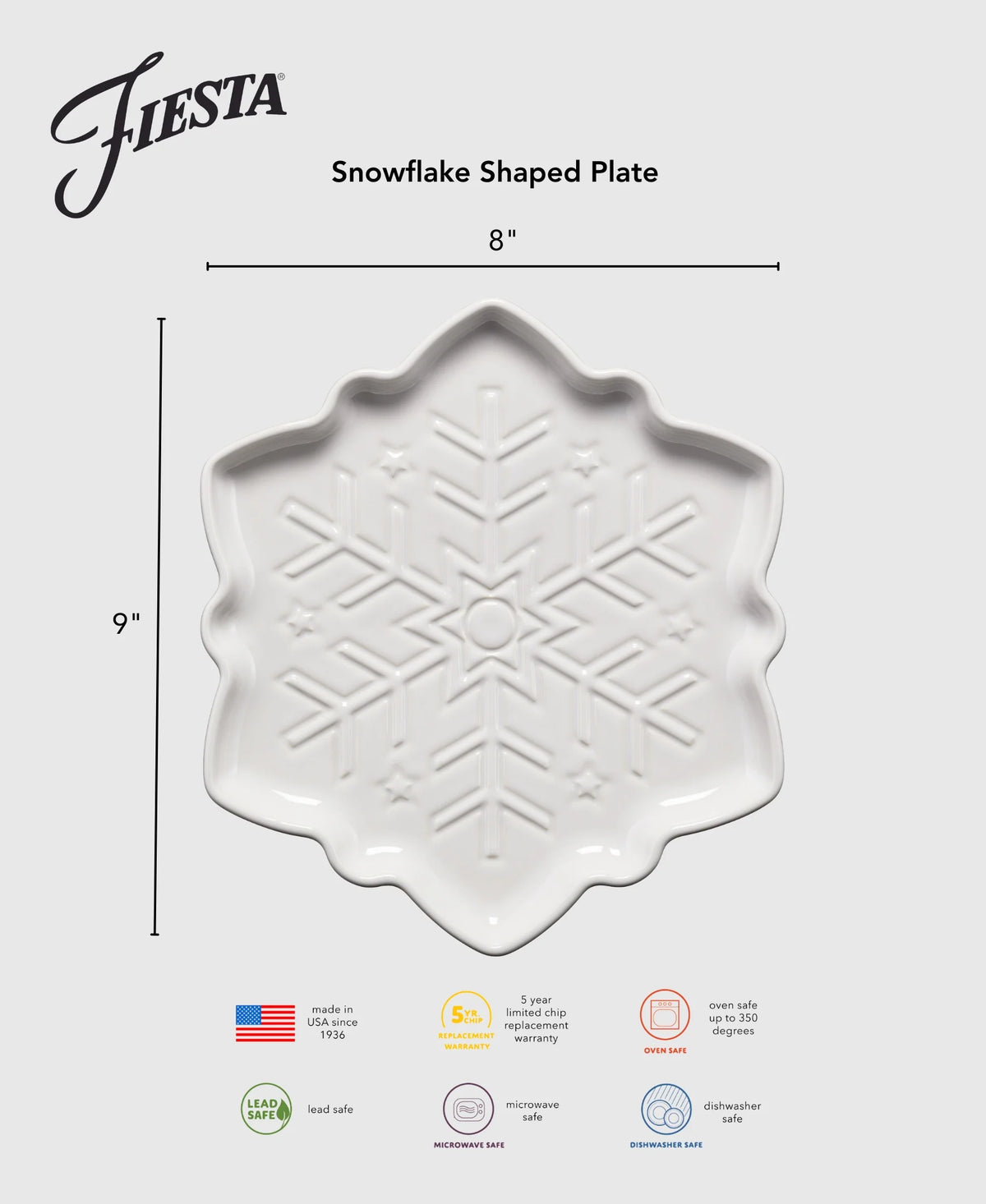 Snowflake Shaped Plate 9 Inch