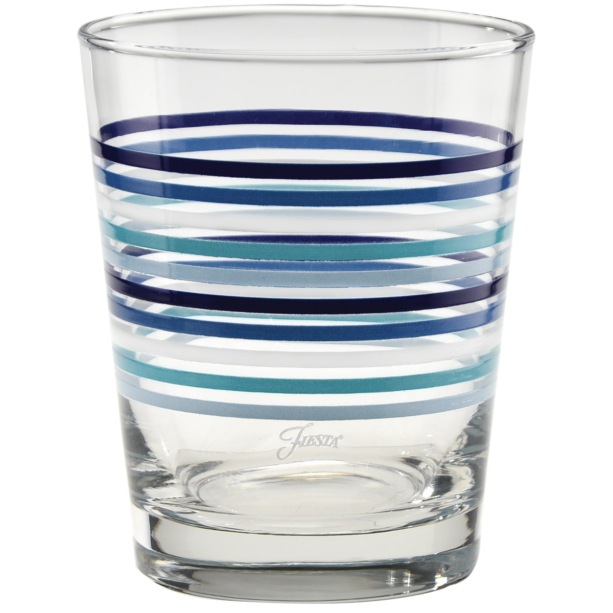 Fiesta Coastal Blues Thin Stripe 15 oz. Tapered Double Old Fashion - Set of 4