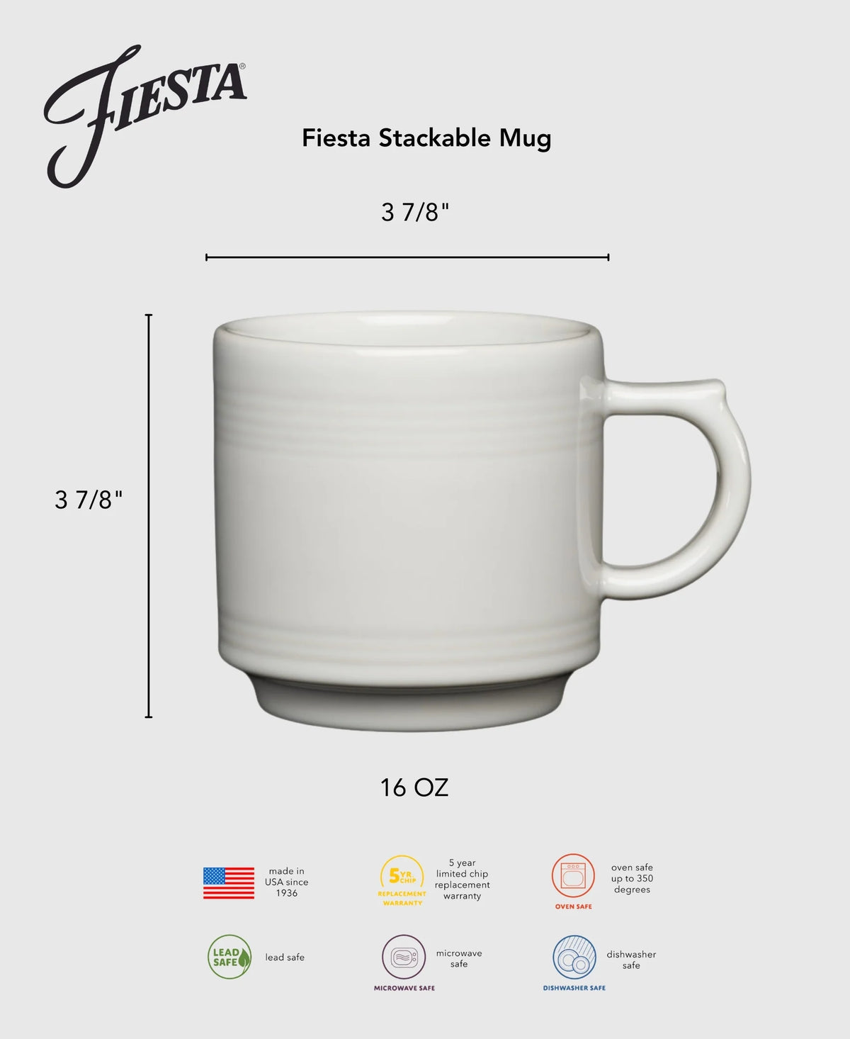 White 16 OZ Set of 4 Stackable Mug Set