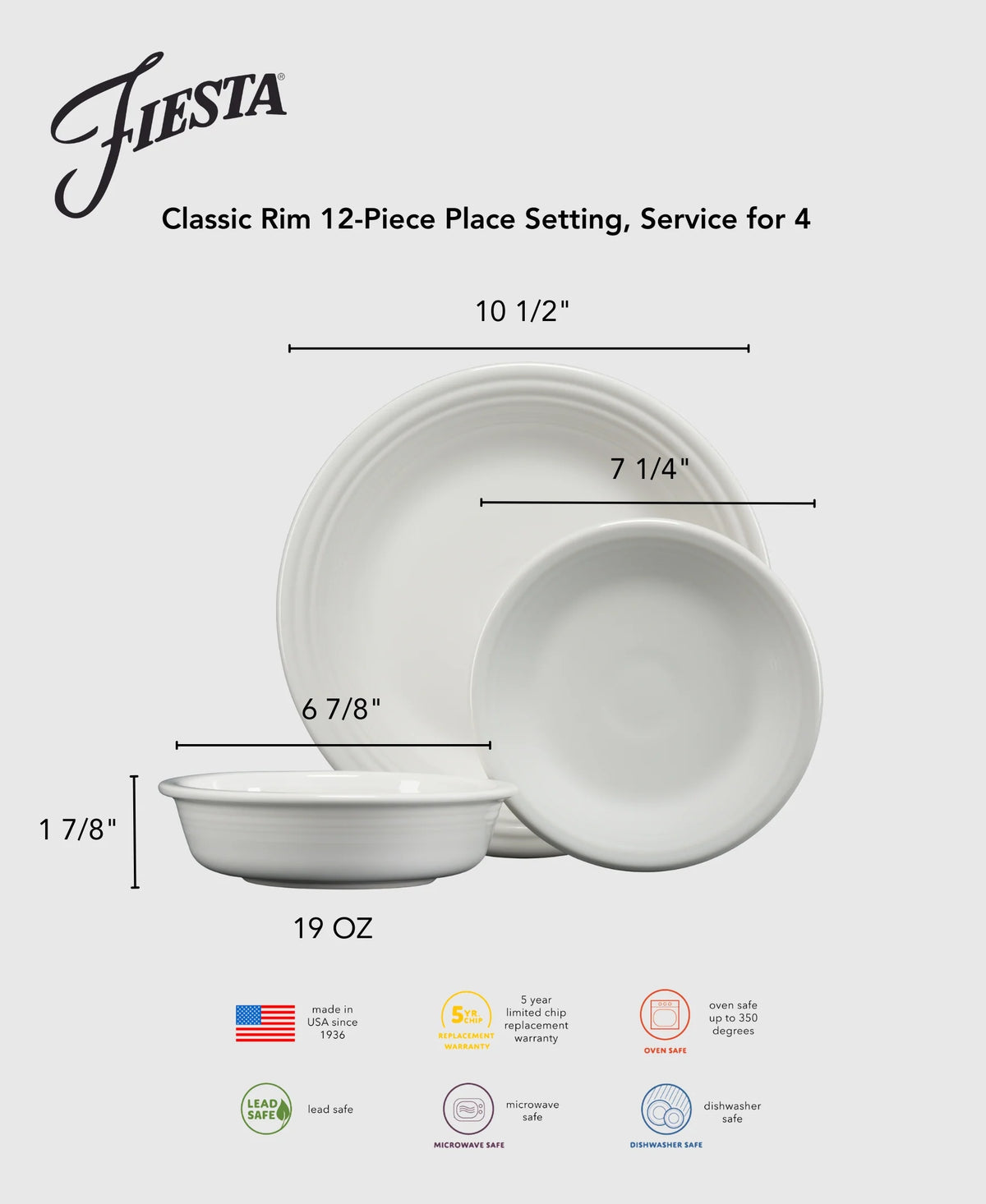 Retired Classic Rim 12-Piece Dinnerware Set, Service for 4
