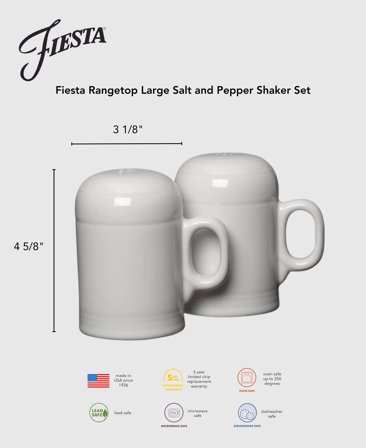 Fiesta 4 5/8 Inch Rangetop Large Salt and Pepper Shaker Set