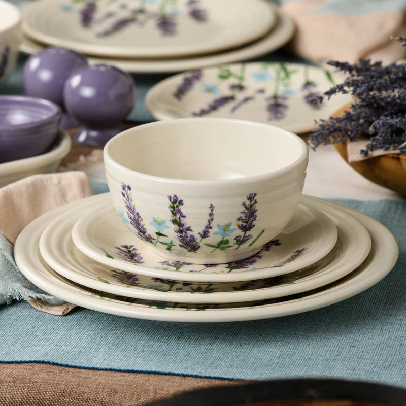 Lavender Bloom Classic Bistro 3-Piece Dinnerware Set, Service For 1