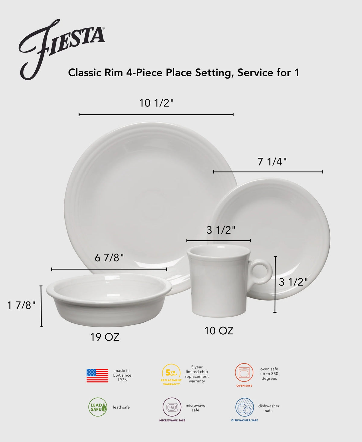 Retired Classic Rim 4-Piece Dinnerware Set, Service for 1
