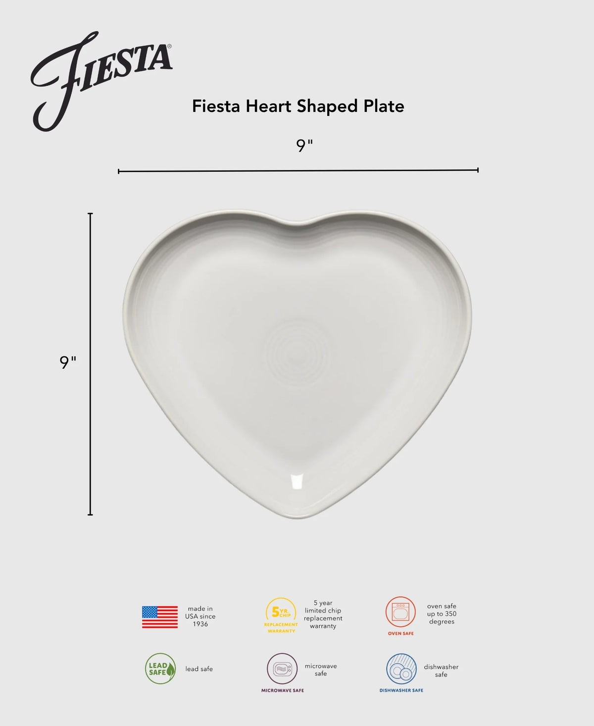 Retired Fiesta 9 Inch Heart Shaped Plate
