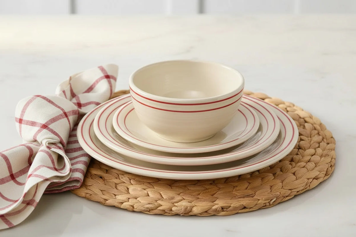 Americana Scarlet Band Set of 4 Classic Rim 9 Inch Luncheon Plate