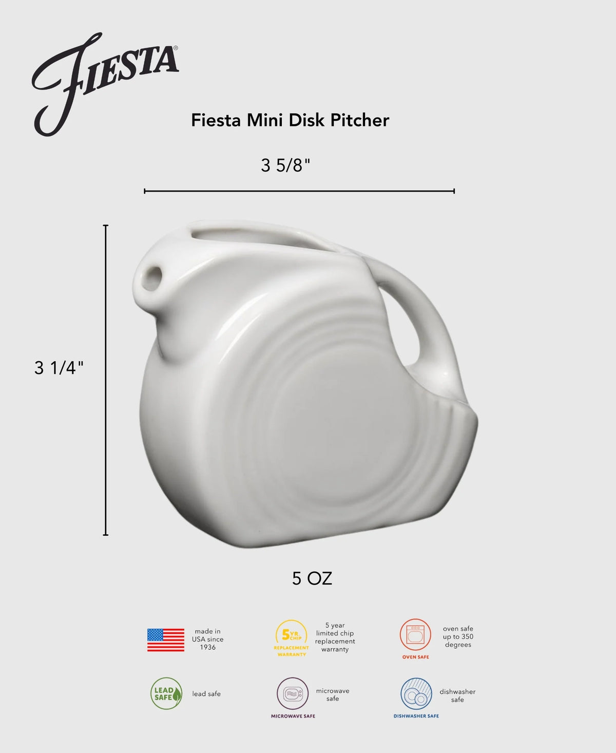Retired Fiesta 5 OZ Mini Disk Pitcher