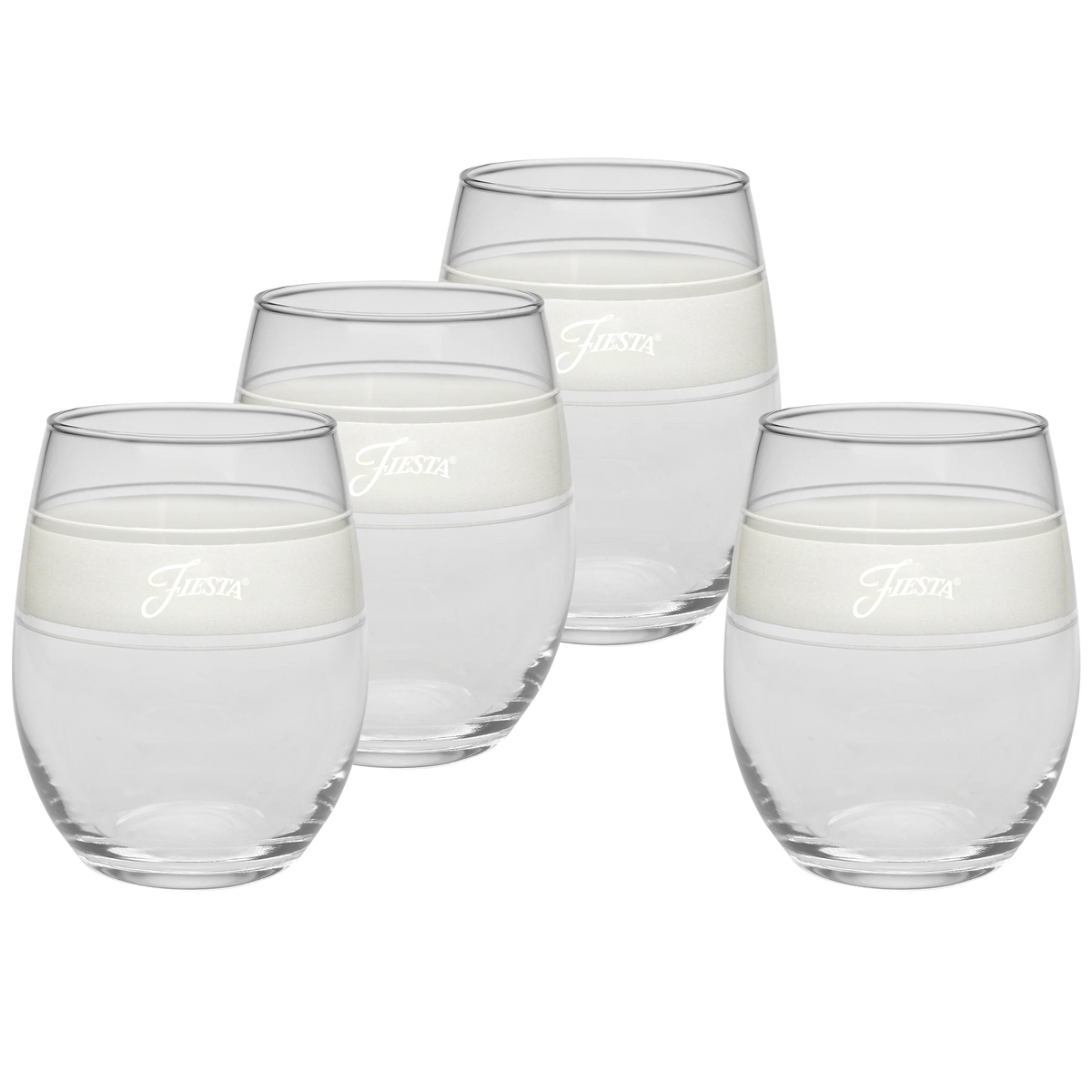 Linen 15 oz. Frame Stemless Glass – Set of 4