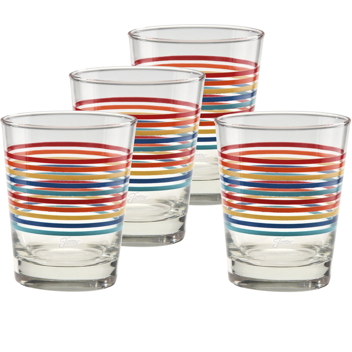 Fiesta Vibrant Thin Stripe 15 oz. Tapered Double Old Fashion - Set of 4
