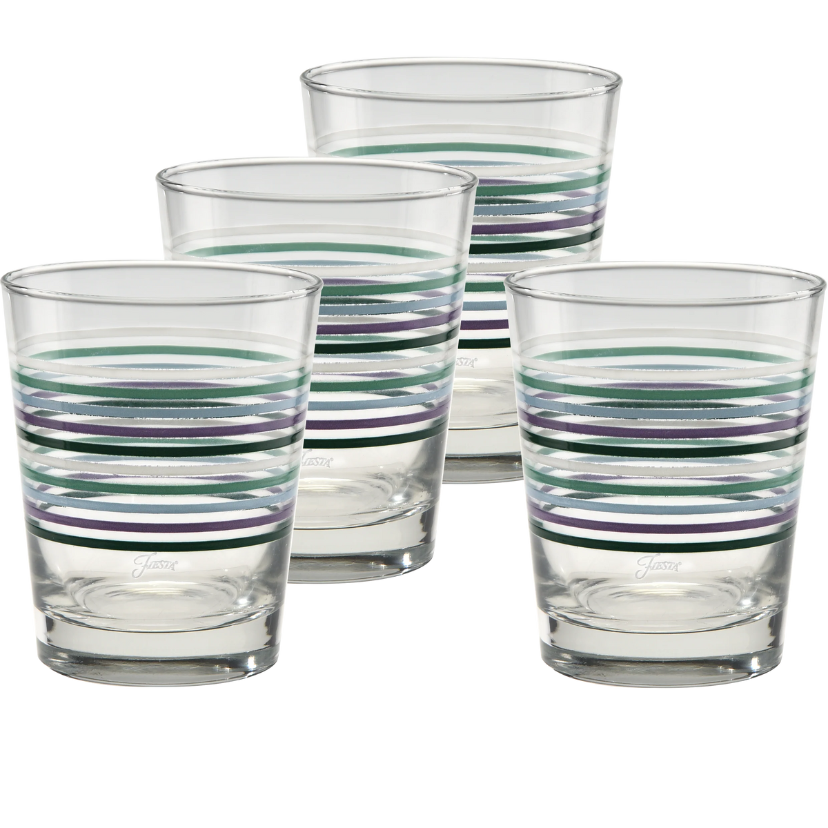 Fiesta Lavender Bloom Thin Stripe 15 oz. Tapered Double Old Fashion - Set of 4