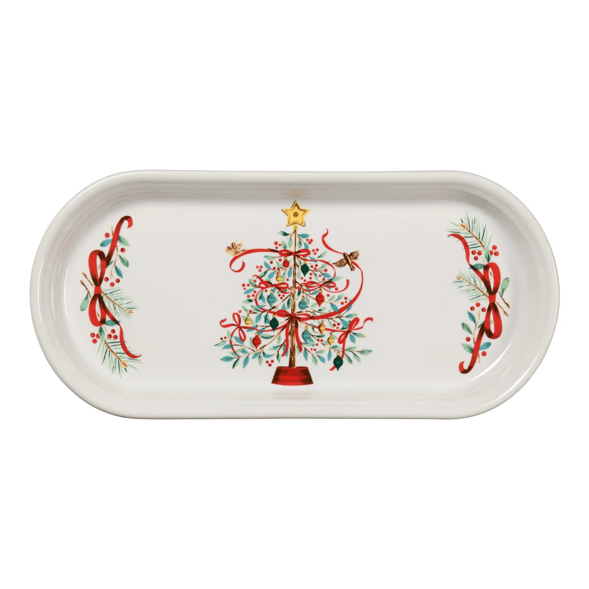 Holly Berry Christmas Tree Classic 11 7/8-Inch Oblong Serving Platter