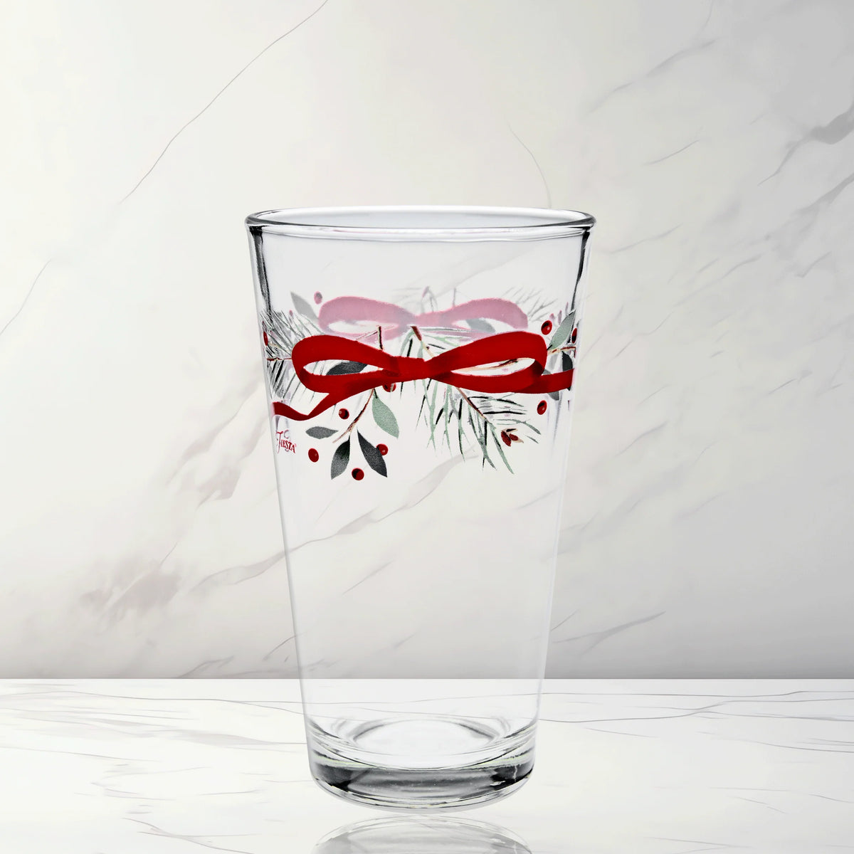 Holly Berry Christmas Garland 16 oz. Cooler Glass - Set of 4