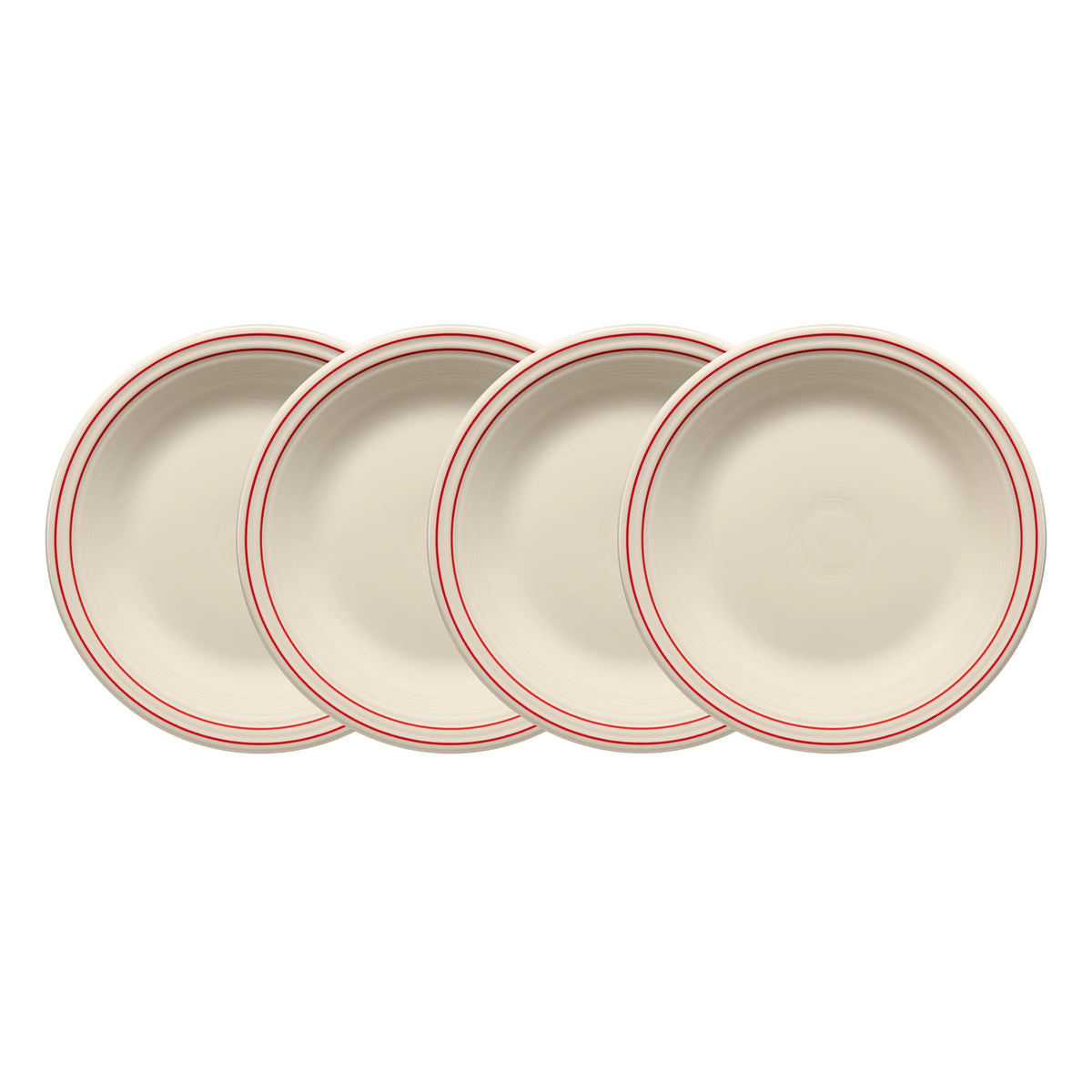 Americana Scarlet Band Set of 4 Classic Rim 10 1/2-Inch Dinner Plates