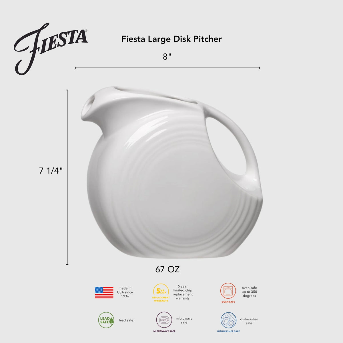 Lavender 67 OZ Large Disk Pitcher
