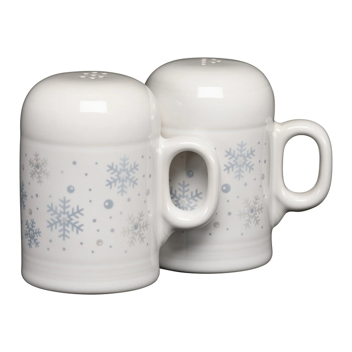 White Snowflake 4 5/8 Inch Rangetop Large Salt and Pepper Shaker Set