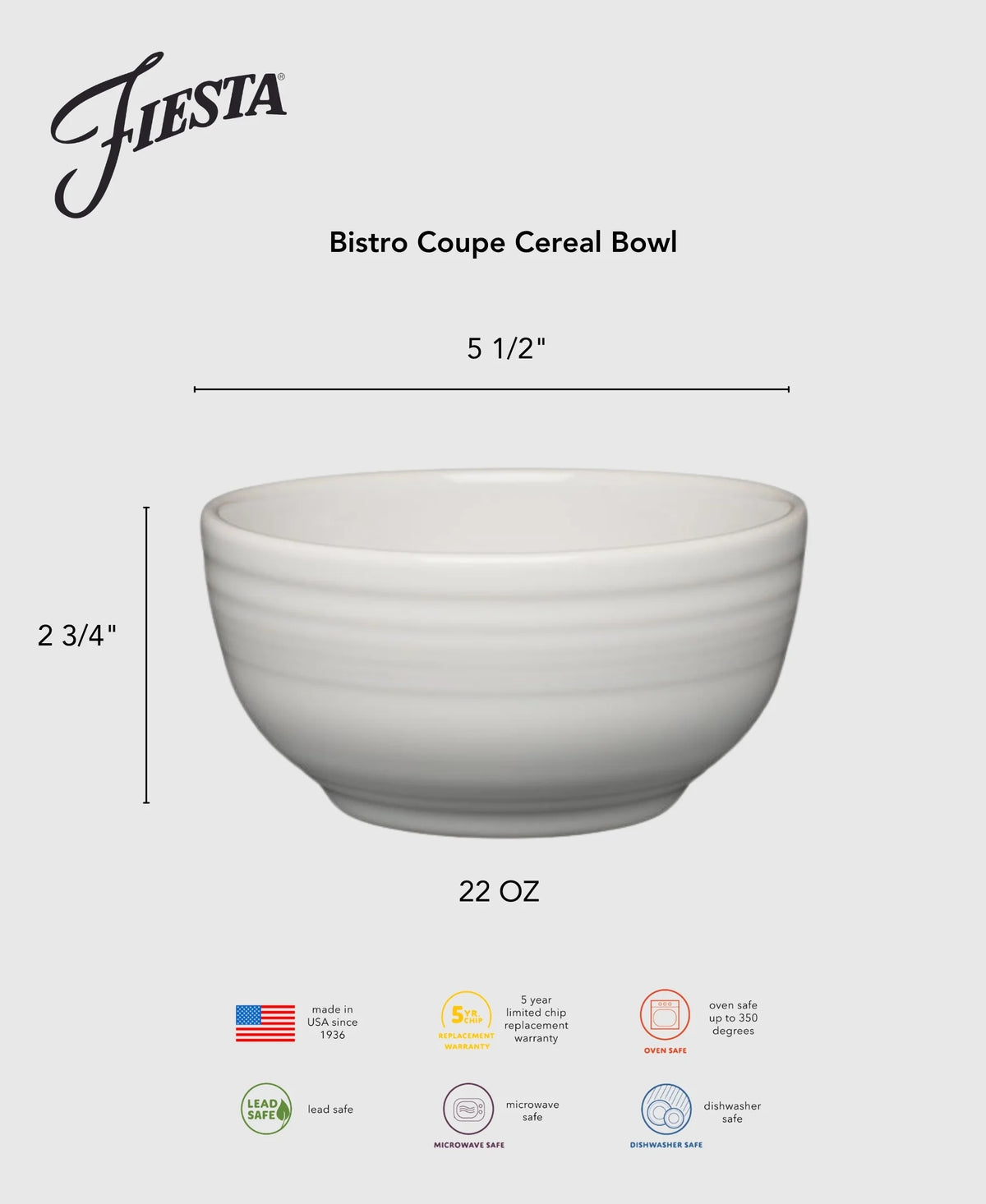 Lavender Bistro Coupe 5 1/2 Inch Cereal Bowl 22 OZ