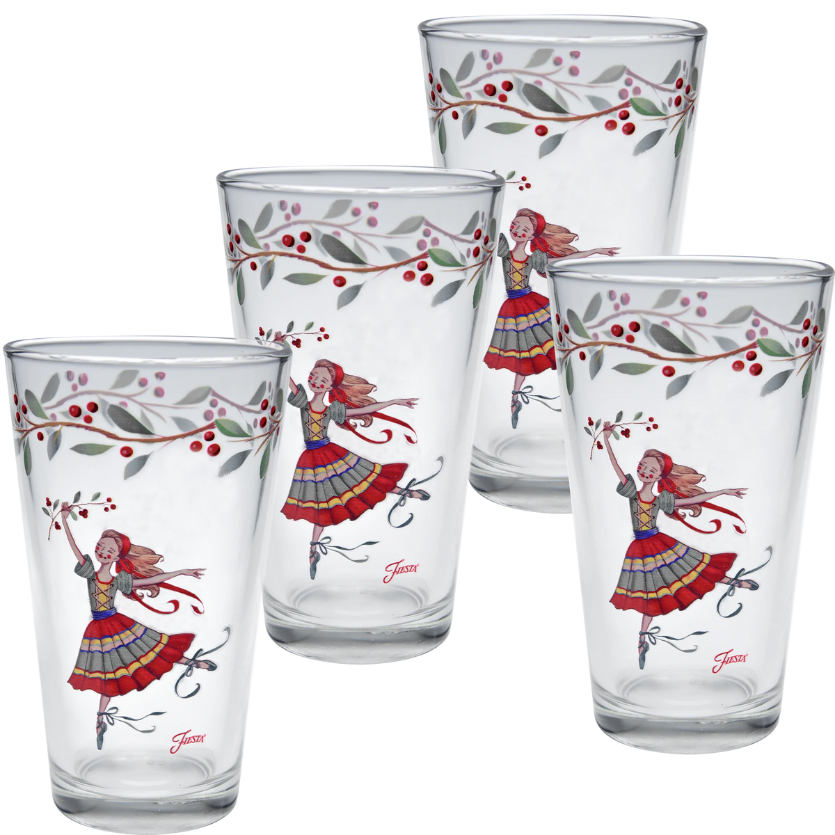 Nutcracker The Ballerina 16 oz. Cooler Glass - Set of 4