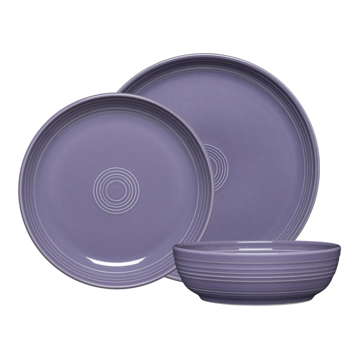 Lavender Coupe Bowl 3-Piece Dinnerware Set, Service for 1
