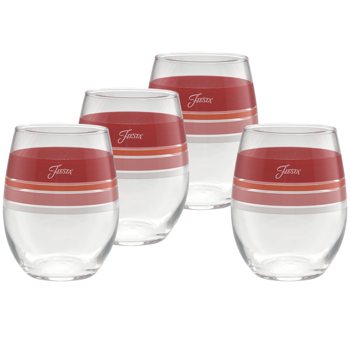 Sunset Horizon 15 oz. Edgeline Stemless Wine Glass Mixed – Set of 4