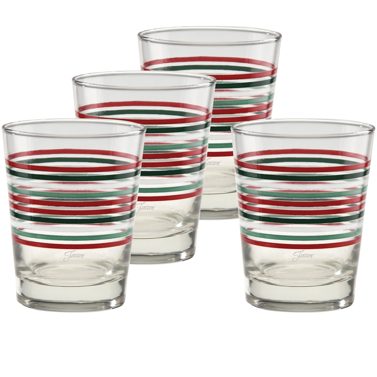 Fiesta Christmas Thin Stripe 15 oz. Tapered Double Old Fashion - Set of 4