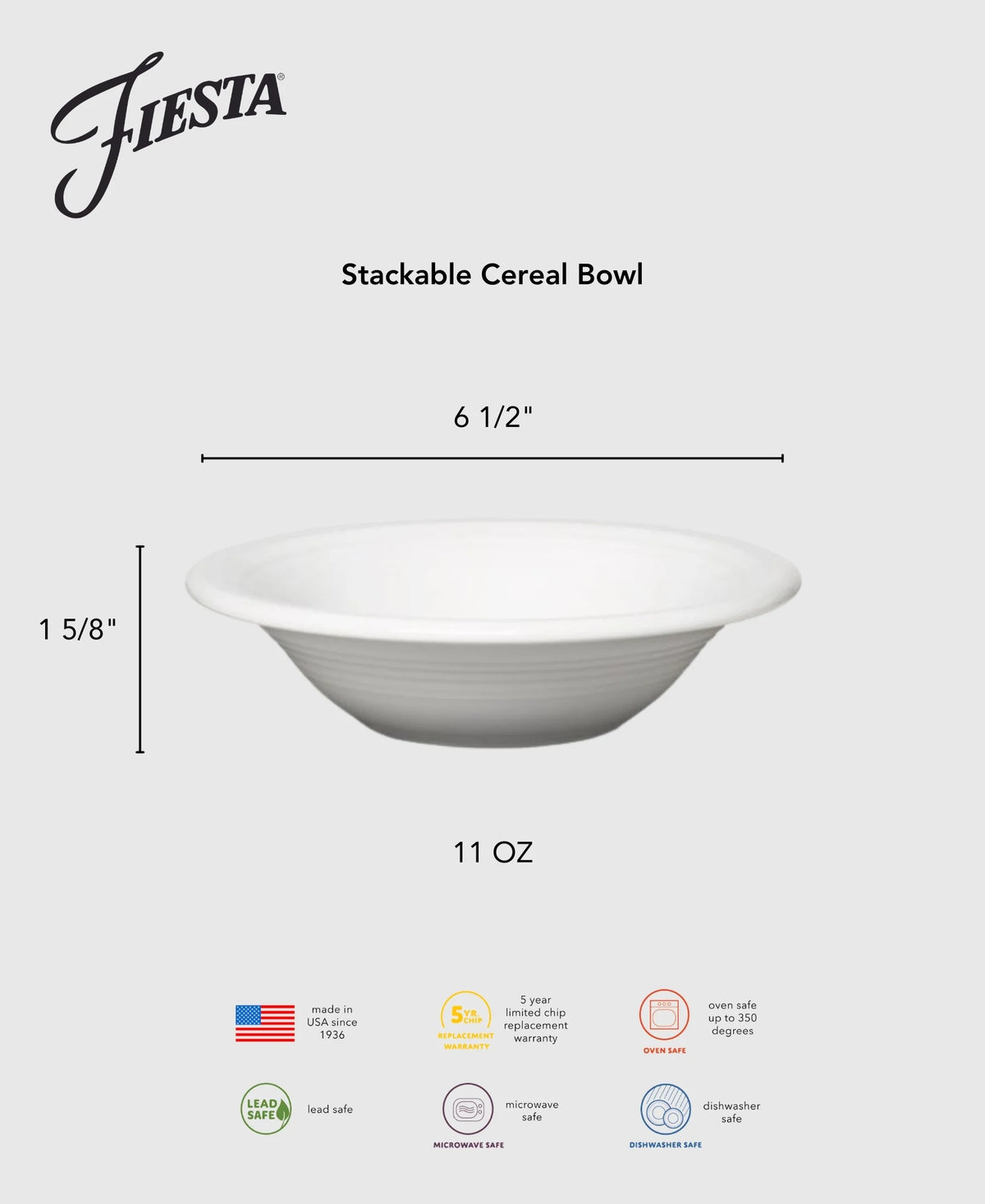 Lavender Fiesta 6 1/2 Inch Stackable Cereal Bowl 11 OZ