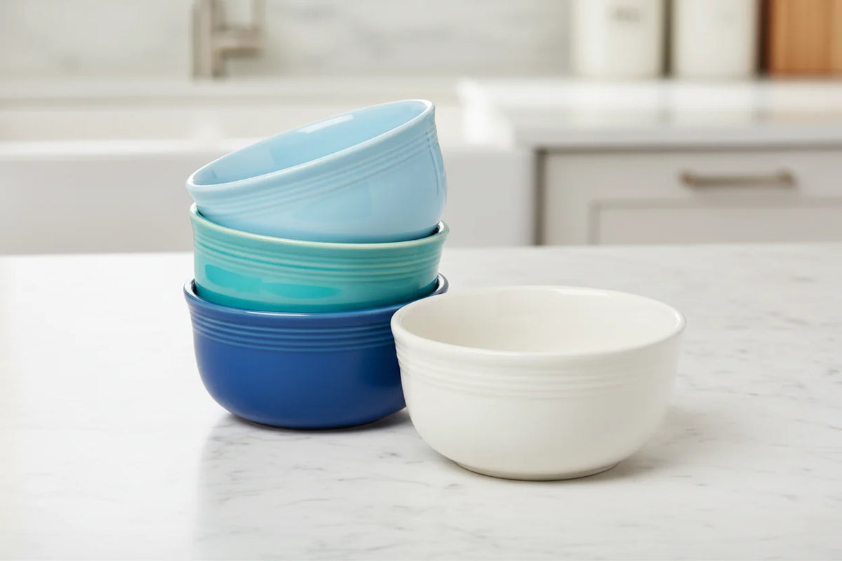 Mixed Coastal Blues All-Purpose 6-Inch 28OZ Gusto Bowls, Set of 4