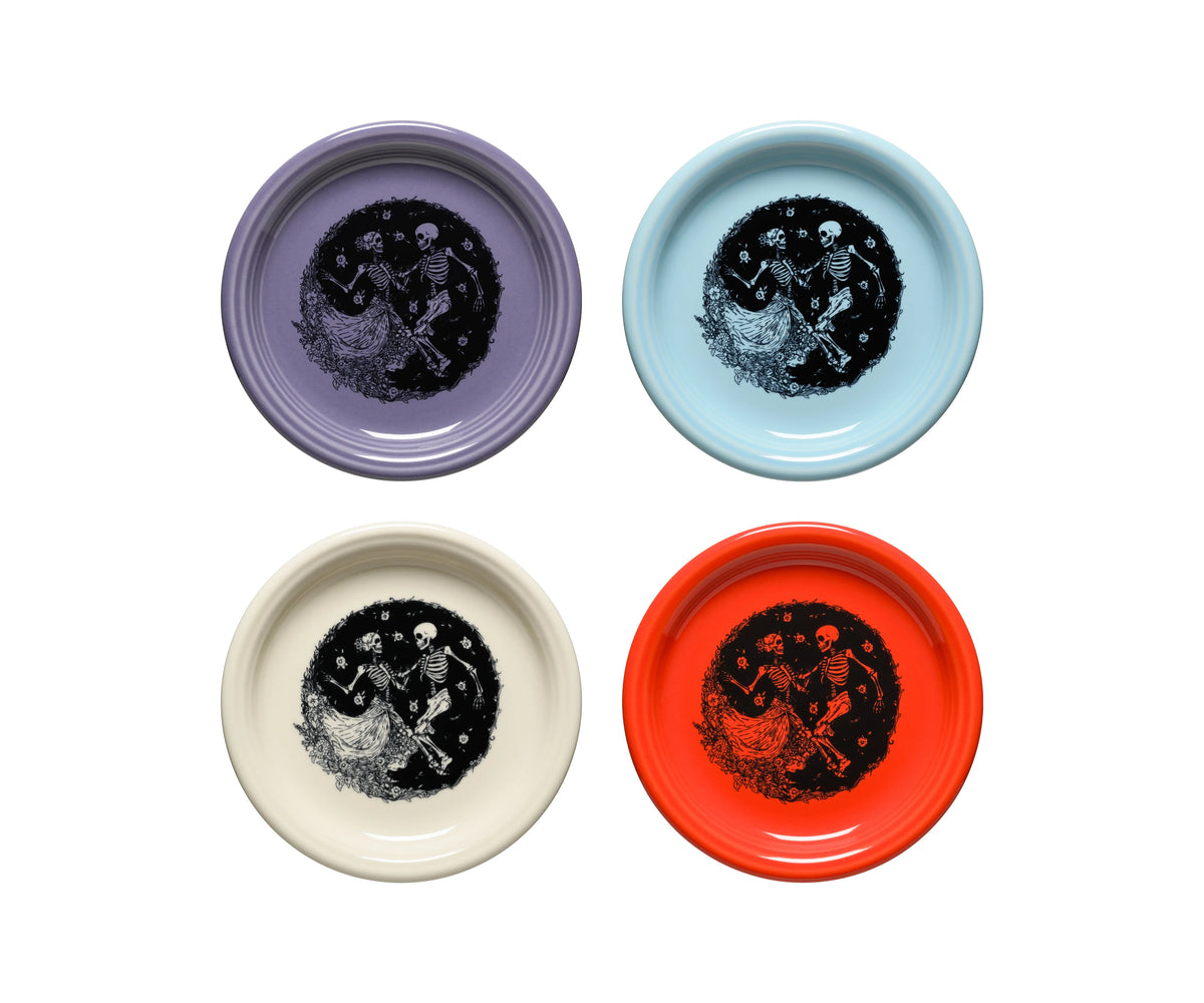 Skeleton Duet Mixed Colors Set of 4 Bistro Coupe 7 1/4-Inch Salad Plate