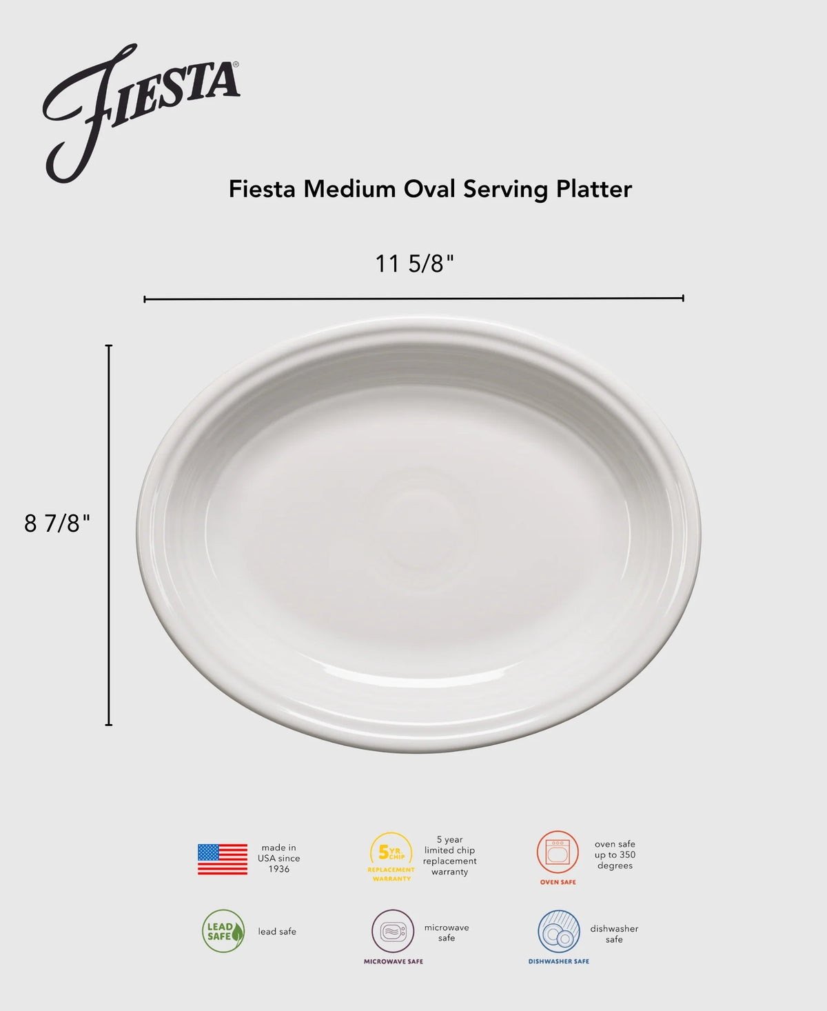Retired Fiesta 11 5/8 Inch Medium Oval Serving Platter