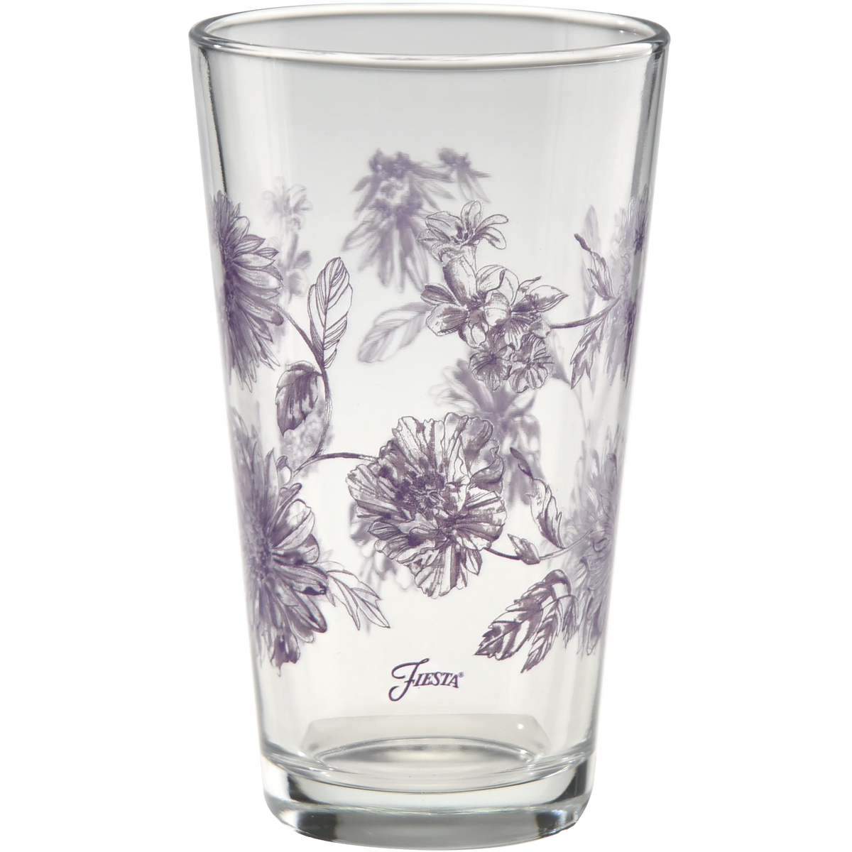 16 oz. Fiesta Lavender Botanical Floral Cooler Glass - Set of 4