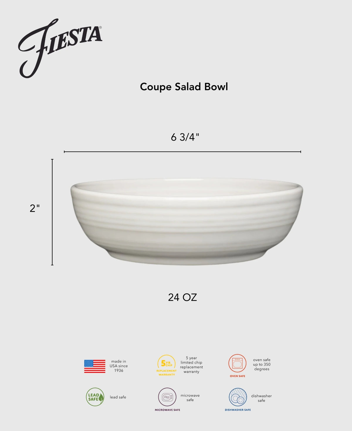 Lavender Coupe 6 3/4 Inch Salad Bowl 24 OZ