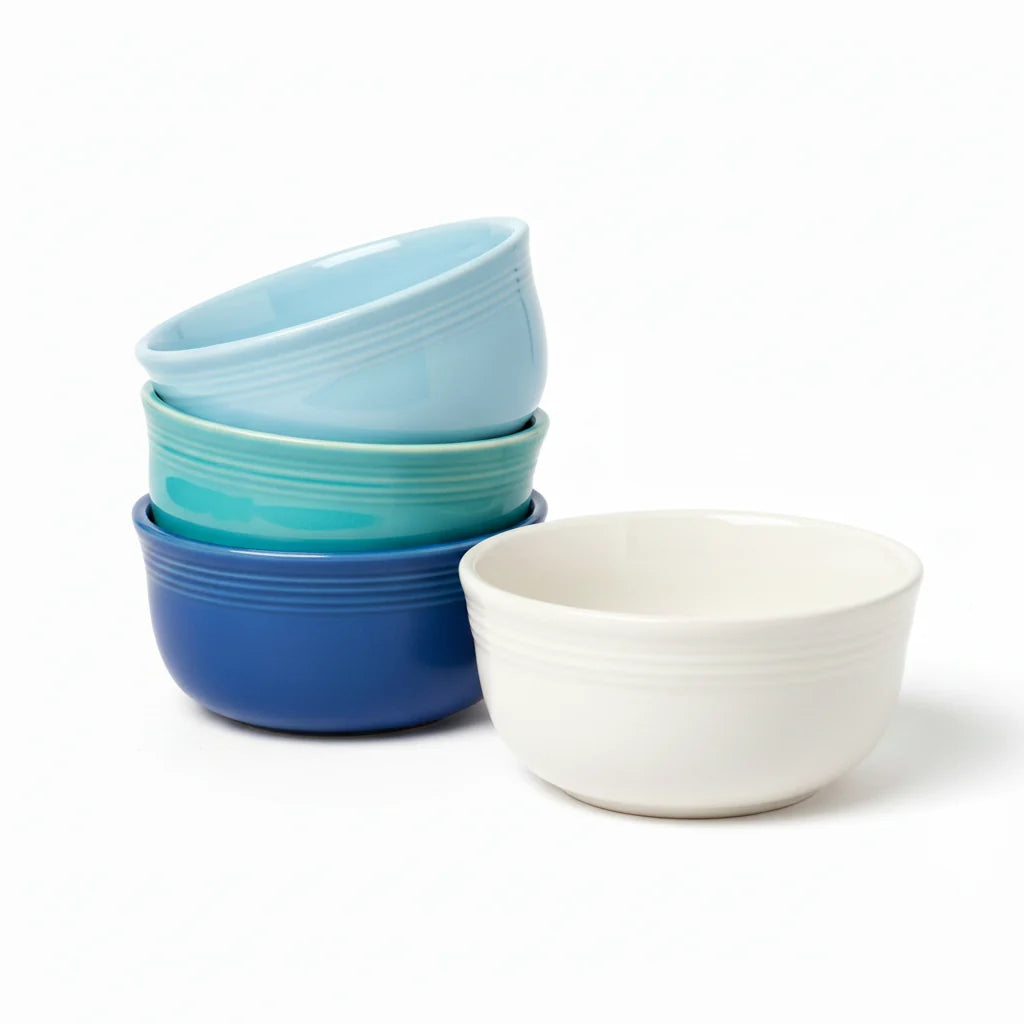 Mixed Coastal Blues All-Purpose 6-Inch 28OZ Gusto Bowls, Set of 4
