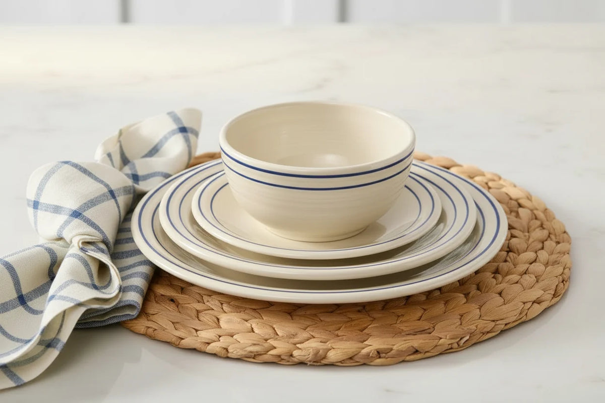 Americana Lapis Bands Set of 4 Bistro Coupe 5 1/2 Inch Cereal Bowl 22 oz